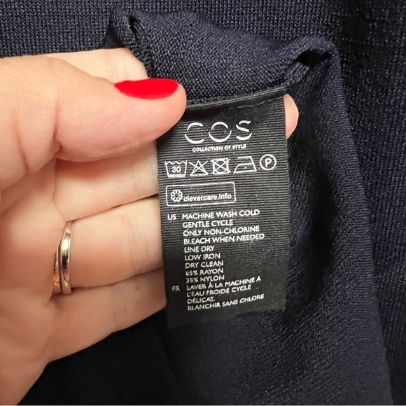 COS Stretchy Bell Sleeve Navy Dress - Picture 3 of 6